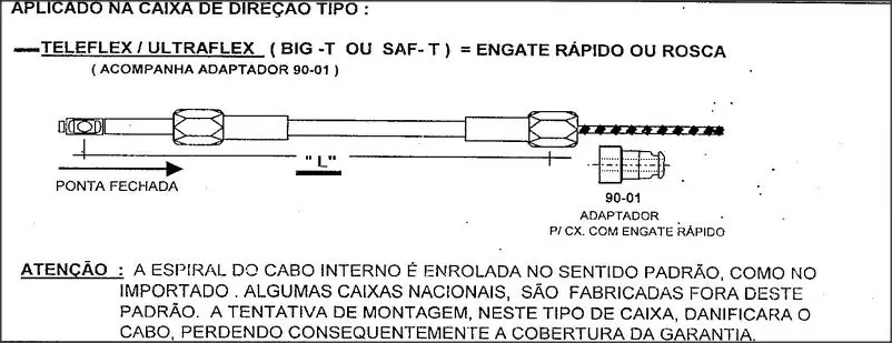 DESENHO TECNICO CABO DI TELEFLEX